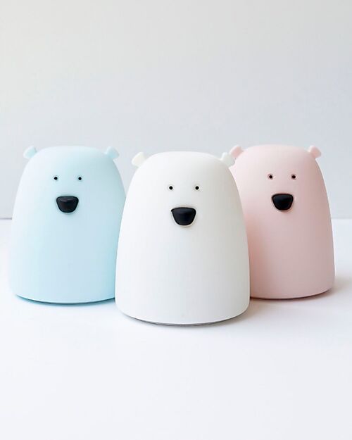 Rabbit & Friends Portable Night Light Teddy Bear in Soft Silicone - White - 10x8.6 cm Nightlights