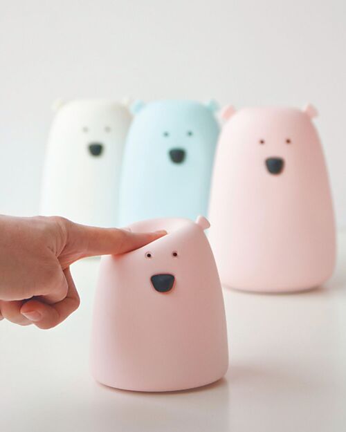 Rabbit & Friends Portable Night Light Teddy Bear in Soft Silicone - White - 10x8.6 cm Nightlights