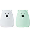 Rabbit & Friends Portable Night Light Teddy Bear in Soft Silicone - White and Green - 10x8.6 cm Nightlights