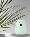 Rabbit & Friends Portable Night Light Teddy Bear in Soft Silicone - White and Green - 10x8.6 cm Nightlights