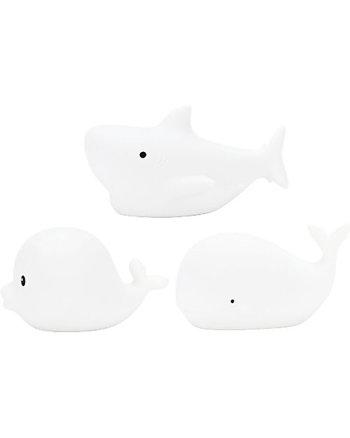 Rabbit & Friends Set of 3 Mini Waterproof Lamps - Luminous Bath Toy - Shark Dolphin and Whale Nightlights