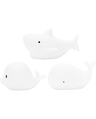 Rabbit & Friends Set of 3 Mini Waterproof Lamps - Luminous Bath Toy - Shark Dolphin and Whale Nightlights