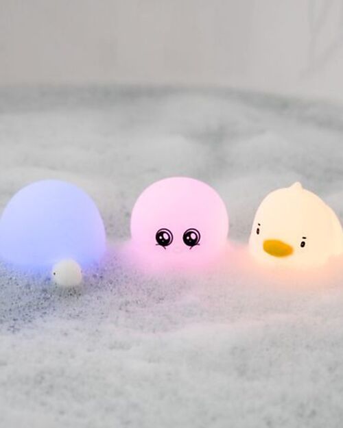 Rabbit & Friends Set of 3 Mini Waterproof Lamps - Luminous Bath Toy - Turtle Duck and Octopus Bath Toys