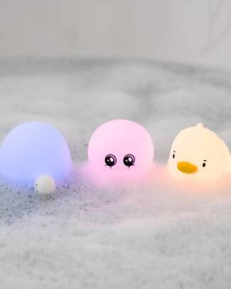 Rabbit & Friends Set of 3 Mini Waterproof Lamps - Luminous Bath Toy - Turtle Duck and Octopus Bath Toys