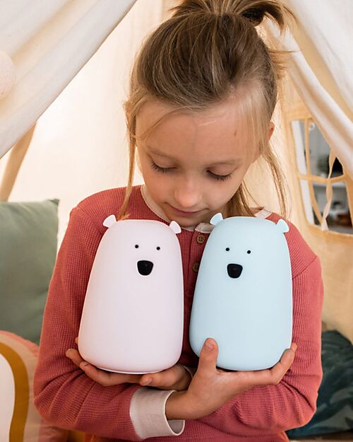Rabbit & Friends Silicone Bear Lamp - Blue - Remote Control Nightlights