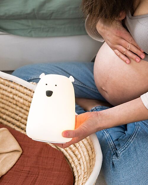 Rabbit & Friends Silicone Bear Lamp - White - Remote Control Nightlights
