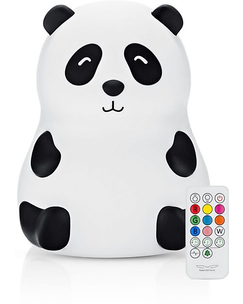 Rabbit & Friends Silicone Panda Lamp - Black and White - Remote Control Nightlights