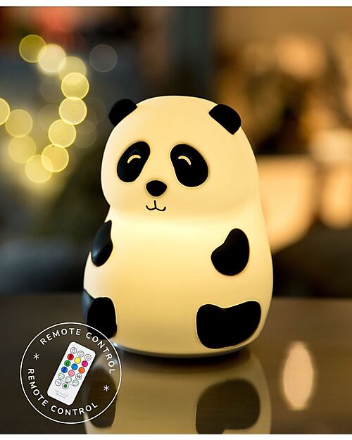 Rabbit & Friends Silicone Panda Lamp - Black and White - Remote Control Nightlights