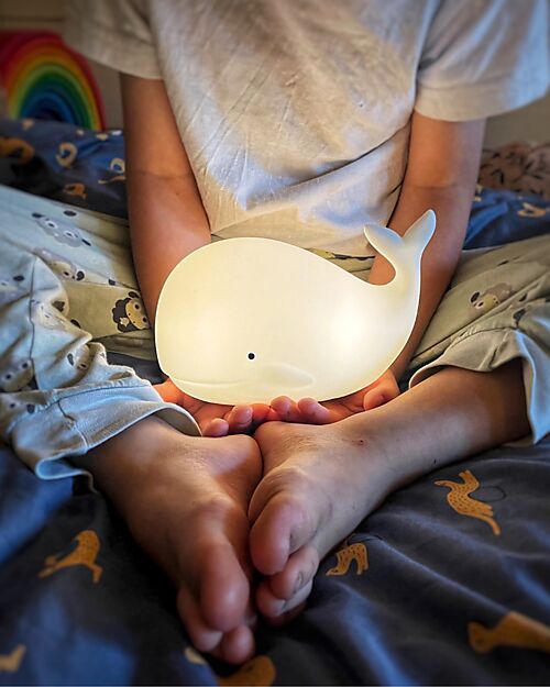 Rabbit & Friends Silicone Whale Lamp - White - Remote Control Nightlights