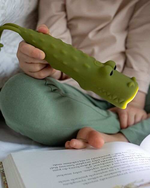 Rabbit & Friends Soft Silicone Flashlight - Crocodile - Adjustable Brightness Nightlights