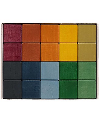 Raduga Grez 20 Wooden Building Cubes Set - Earth Colors - Handmade Educational Toy Wooden Blocks & Construction Sets