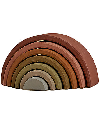 Raduga Grez Stackable Wooden Arch - Earth Colors - Handmade Educational Toy to Stimulate your Baby Montessori Toys