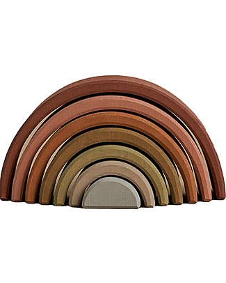Raduga Grez Stackable Wooden Arch - Earth Colors - Handmade Educational Toy to Stimulate your Baby Montessori Toys
