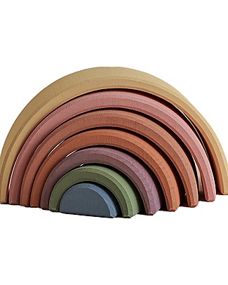 Raduga Grez Stackable Wooden Arch - Earth Pastel Colors - Handmade Educational Toy to Stimulate your Baby Montessori Toys