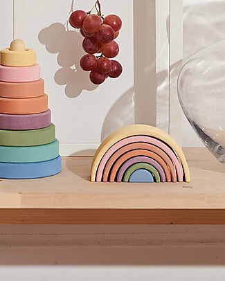 Raduga Grez Stackable Wooden Arch - Earth Pastel Colors - Handmade Educational Toy to Stimulate your Baby Montessori Toys