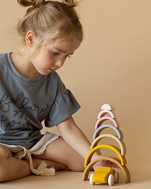 Raduga Grez Stackable Wooden Arch - Sand - Handmade Educational Toy to Stimulate your Baby Montessori Toys