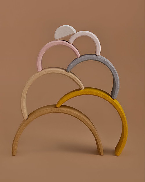 Raduga Grez Stackable Wooden Arch - Sand - Handmade Educational Toy to Stimulate your Baby Montessori Toys