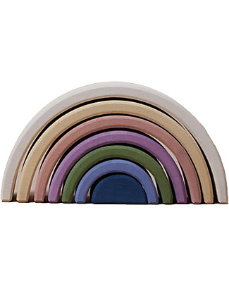 Raduga Grez Stackable Wooden Arch - White Outside Colorful Inside - Handmade Educational Toy to Stimulate your Baby Montessori Toys