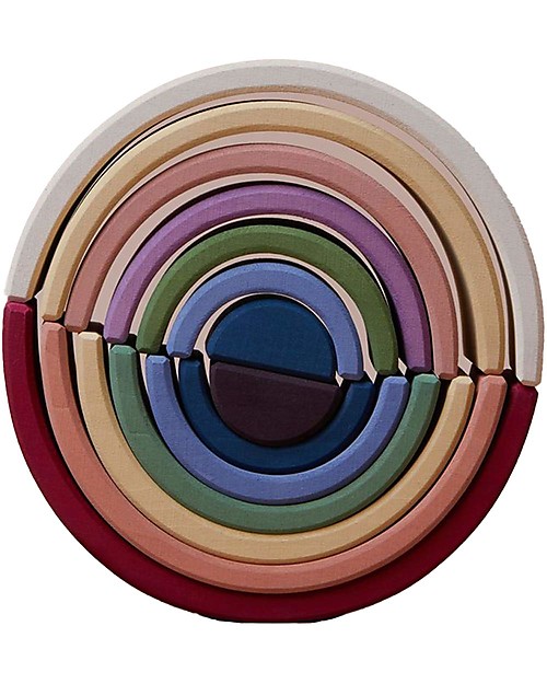 Raduga Grez Stackable Wooden Arch - White Outside Colorful Inside - Handmade Educational Toy to Stimulate your Baby Montessori Toys