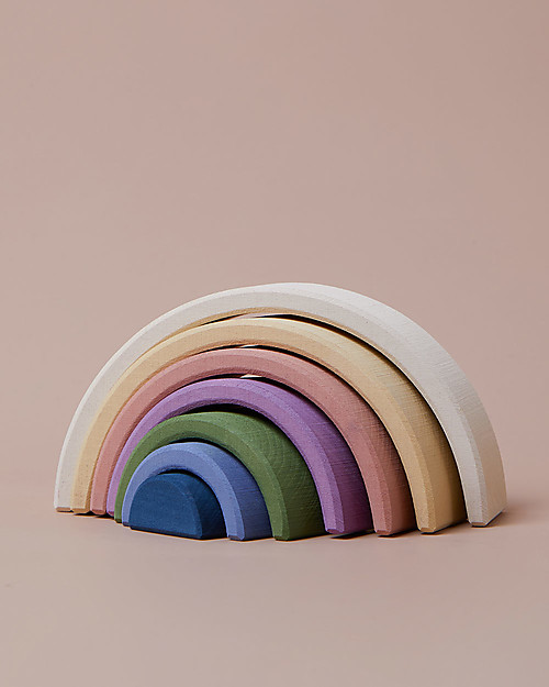Raduga Grez Stackable Wooden Arch - White Outside Colorful Inside - Handmade Educational Toy to Stimulate your Baby Montessori Toys