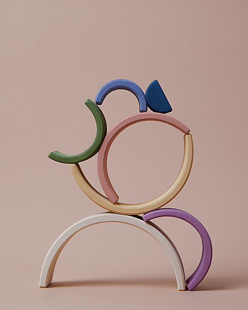 Raduga Grez Stackable Wooden Arch - White Outside Colorful Inside - Handmade Educational Toy to Stimulate your Baby Montessori Toys