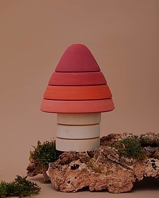 Raduga Grez Stackable Wooden Tower - Amanita Mushroom - Handmade Educational Toy to Stimulate your Baby Wooden Stacking Toys