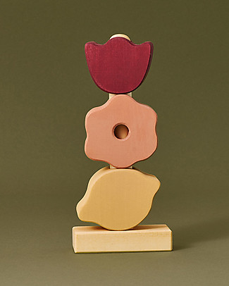 Raduga Grez Stackable Wooden Tower - Flowers - Handmade Educational Toy to Stimulate your Baby Montessori Toys