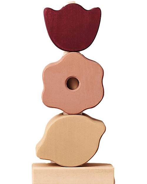 Raduga Grez Stackable Wooden Tower - Flowers - Handmade Educational Toy to Stimulate your Baby Wooden Stacking Toys