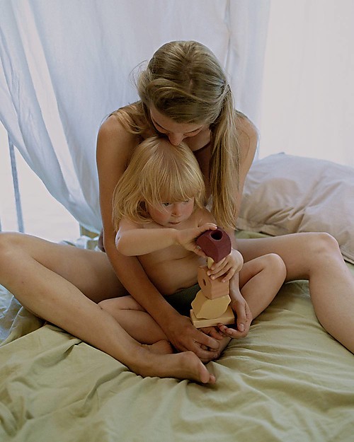 Raduga Grez Stackable Wooden Tower - Flowers - Handmade Educational Toy to Stimulate your Baby Wooden Stacking Toys