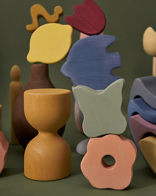 Raduga Grez Stackable Wooden Tower - Flowers - Handmade Educational Toy to Stimulate your Baby Wooden Stacking Toys