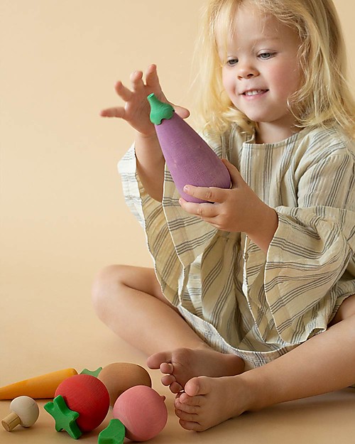 Raduga Grez Wooden Set - Colored Vegetables - Handmade Educational Toy to Stimulate your Baby Wooden Food