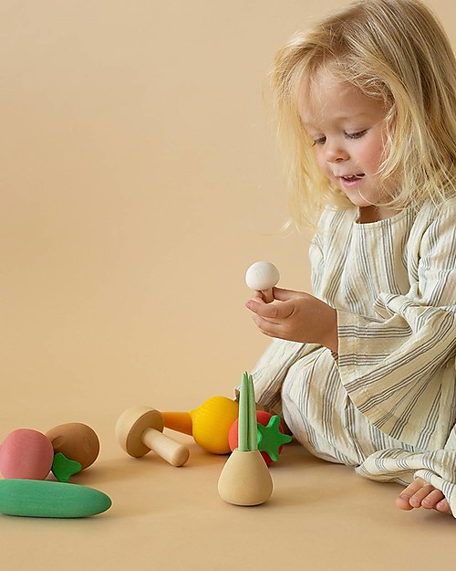 Raduga Grez Wooden Set - Colored Vegetables - Handmade Educational Toy to Stimulate your Baby Wooden Food