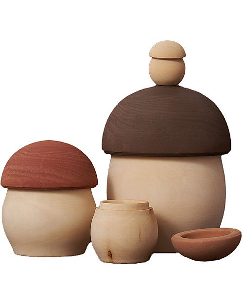 Raduga Grez Wooden Set - Matryoshka Mushroom - Handmade Educational Toy to Stimulate your Baby Wooden Animals