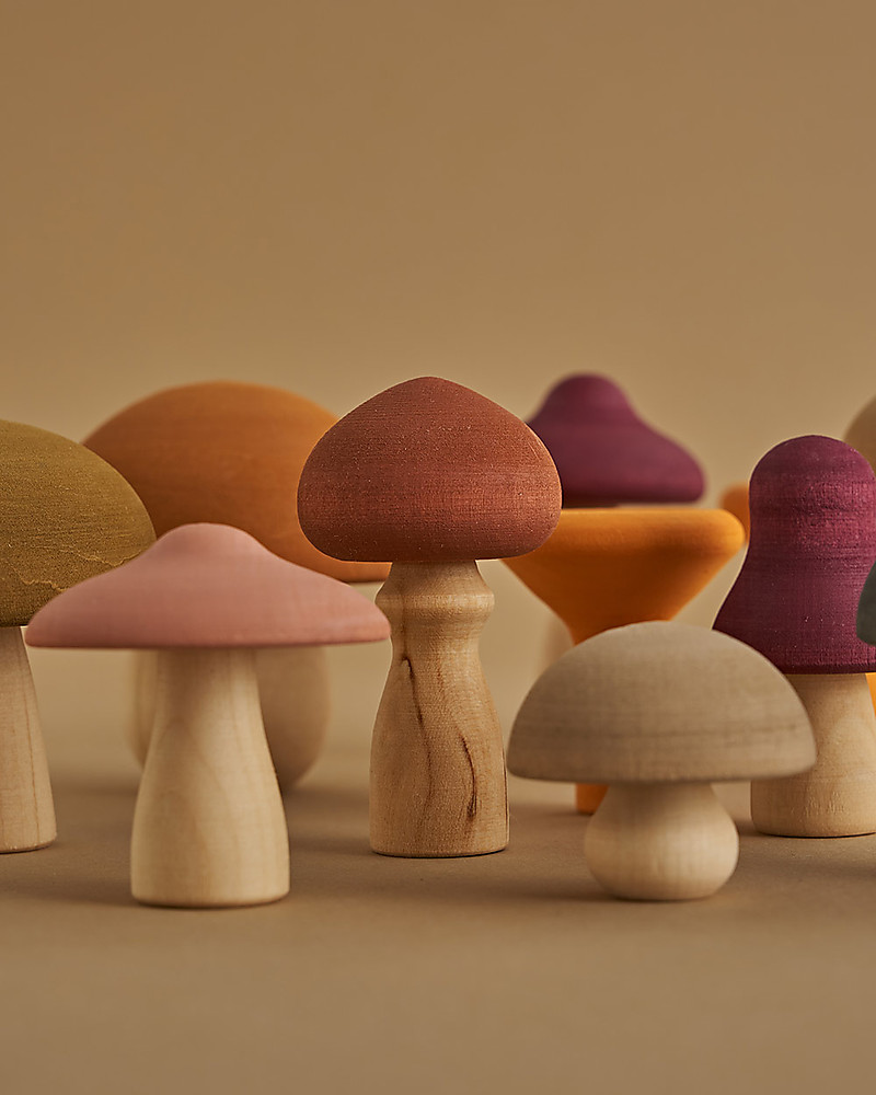 Handmade Wooden Mushrooms Toy Set