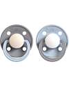Rebael Set of 2 Bicolour Pacifier - Round Nipple in Natural Latex - Stormy Elephant and Cold Pony - Made in Danemark - BPA & PVC Free Dummies & Soothers