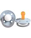 Rebael Set of 2 Bicolour Pacifier - Round Nipple in Natural Latex - Stormy Elephant and Cold Pony - Made in Danemark - BPA & PVC Free Dummies & Soothers