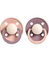 Rebael Set of 2 Bicolour Pacifier - Round Nipple in Natural Latex - Tornado Rhino and Misty Poodle - Made in Danemark - BPA & PVC Free Dummies & Soothers