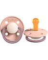Rebael Set of 2 Bicolour Pacifier - Round Nipple in Natural Latex - Tornado Rhino and Misty Poodle - Made in Danemark - BPA & PVC Free Dummies & Soothers