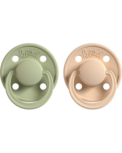 Rebael Set of 2 Pacifier - Round Nipple in Natural Latex - Almond and Laurel - Made in Danemark - BPA & PVC Free Dummies & Soothers