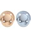 Rebael Set of 2 Pacifier - Round Nipple in Natural Latex - Almond and Tiny Sky - Made in Danemark - BPA & PVC Free Dummies & Soothers