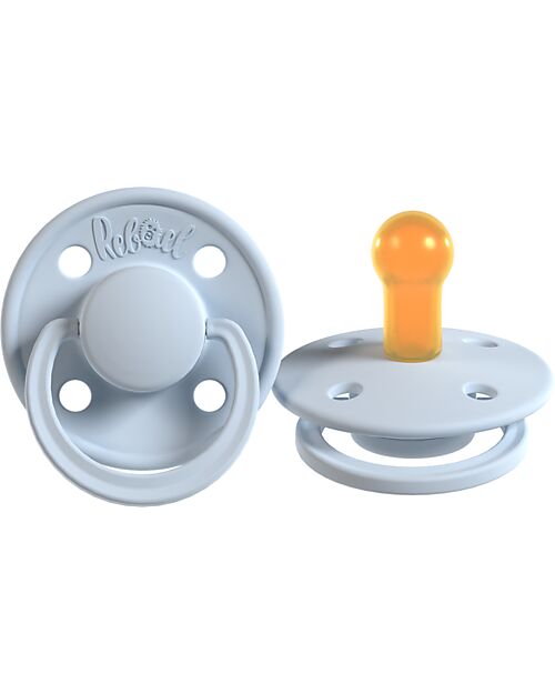Rebael Set of 2 Pacifier - Round Nipple in Natural Latex - Almond and Tiny Sky - Made in Danemark - BPA & PVC Free Dummies & Soothers