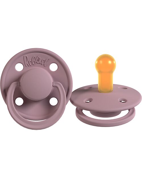 Rebael Set of 2 Pacifier - Round Nipple in Natural Latex - Plum and Champagne - Made in Danemark -  BPA & PVC Free Dummies & Soothers