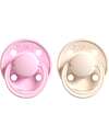 Rebael Set of 2 Pacifier - Round Nipple in Natural Latex - Sweet Pink and Champagne - Made in Danemark - BPA & PVC Free Dummies & Soothers
