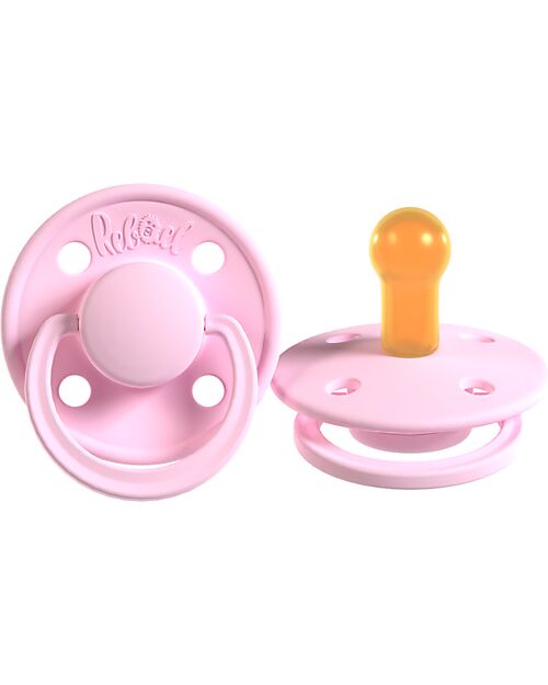 Rebael Set of 2 Pacifier - Round Nipple in Natural Latex - Sweet Pink and Champagne - Made in Danemark - BPA & PVC Free Dummies & Soothers