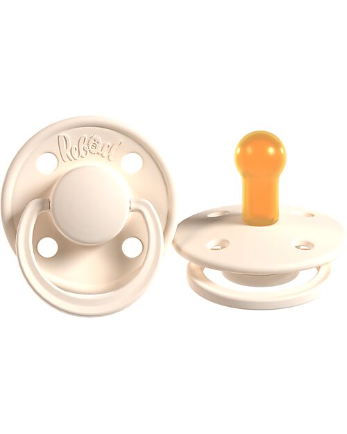 Rebael Set of 2 Pacifier - Round Nipple in Natural Latex - Sweet Pink and Champagne - Made in Danemark - BPA & PVC Free Dummies & Soothers