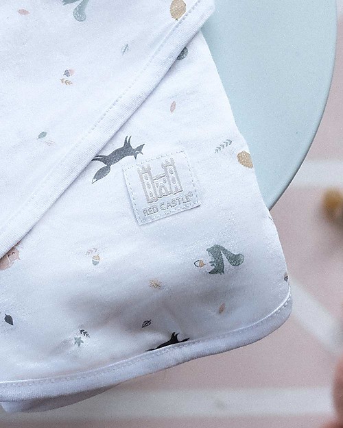 Red Castle Swaddle Miracle Preformed Blanket™ - Happy Fox /White - 100% Cotton Muslin Swaddle