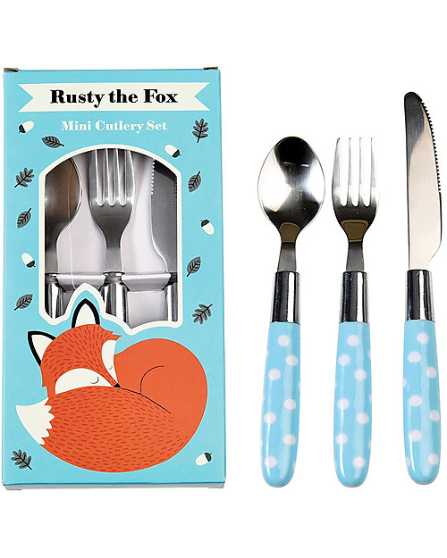 Rex London Children’s Cutlery Set, Rusty The Fox - Fork, spoon and knife Cutlery
