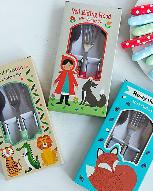 Rex London Children’s Cutlery Set, Rusty The Fox - Fork, spoon and knife Cutlery
