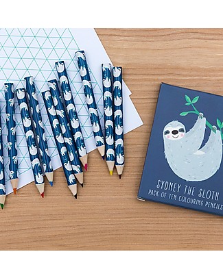 Rex London Colouring Pencils 10 pieces set, Sydney the Sloth Colouring Activities