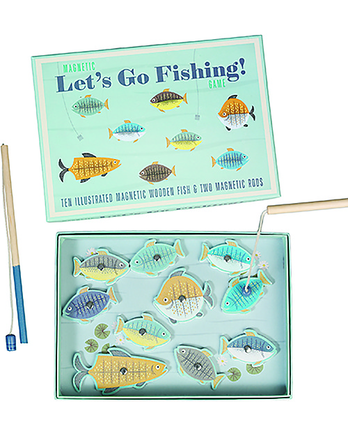 Rex London Let's Go Fishing, Magnetic Game - 10 wooden fishes! unisex  (bambini)